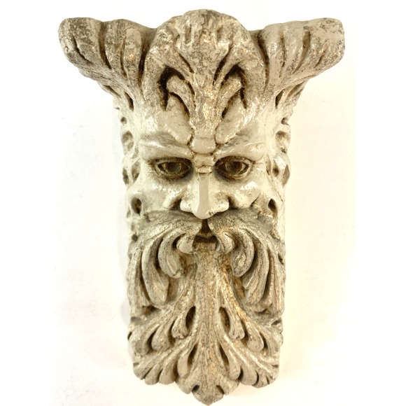 Accents Unlimited Other - Vtg Green Man Forest Wizard Sculpture Wall Art Accents Unltd Renaissance Boho